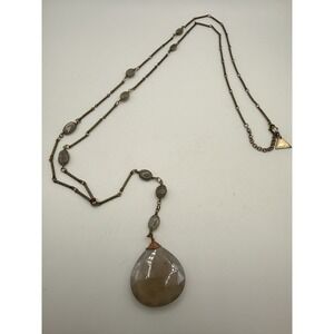 Serefina Pendant Necklace Faux Stone Chain Link Y Drop 31"